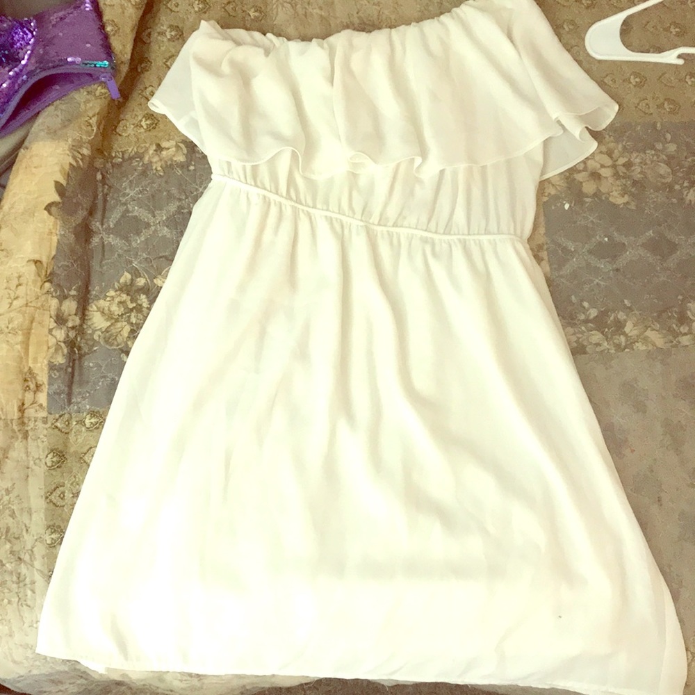 Color me red off one shoulder white sundress